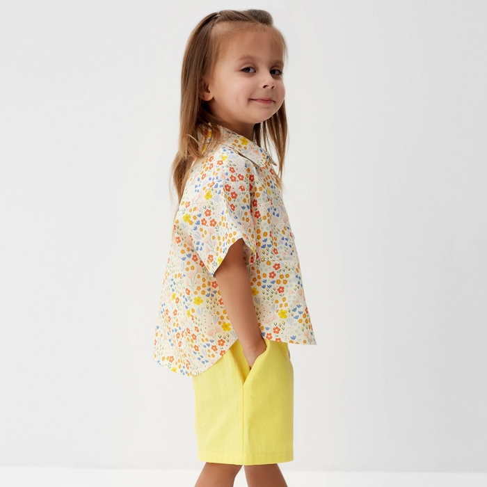 Костюм для девочки (рубашка и шорты) KAFTAN, р.32 (110-116), желтый Костюм для девочки (рубашка и шорты) KAFTAN, р.32 (110-116), желтый