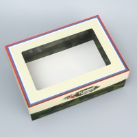 Коробка складная, крышка-дно, "23 Февраля", 24 х 17 х 8 см с окном Коробка складная, крышка-дно, "23 Февраля", 24 х 17 х 8 см с окном