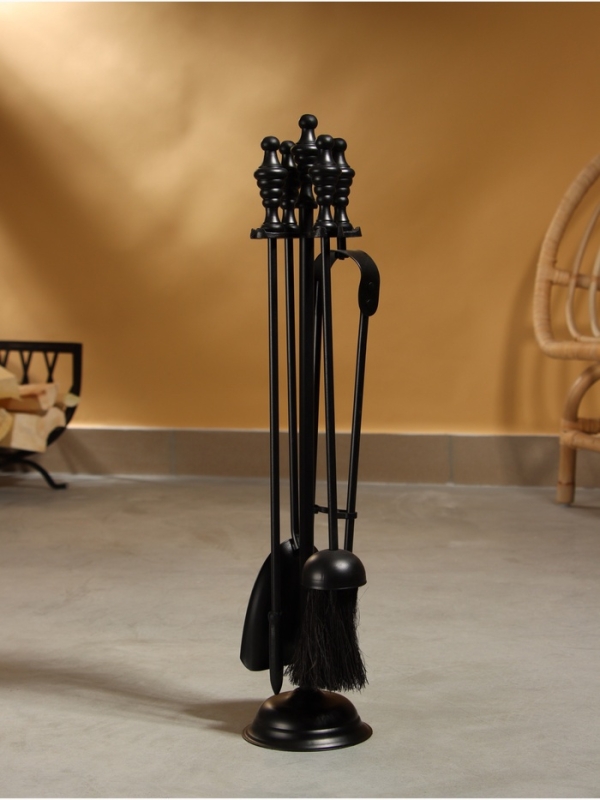 Каминный набор "Тепло" сталь, 4 предмета, 12х12х54 см