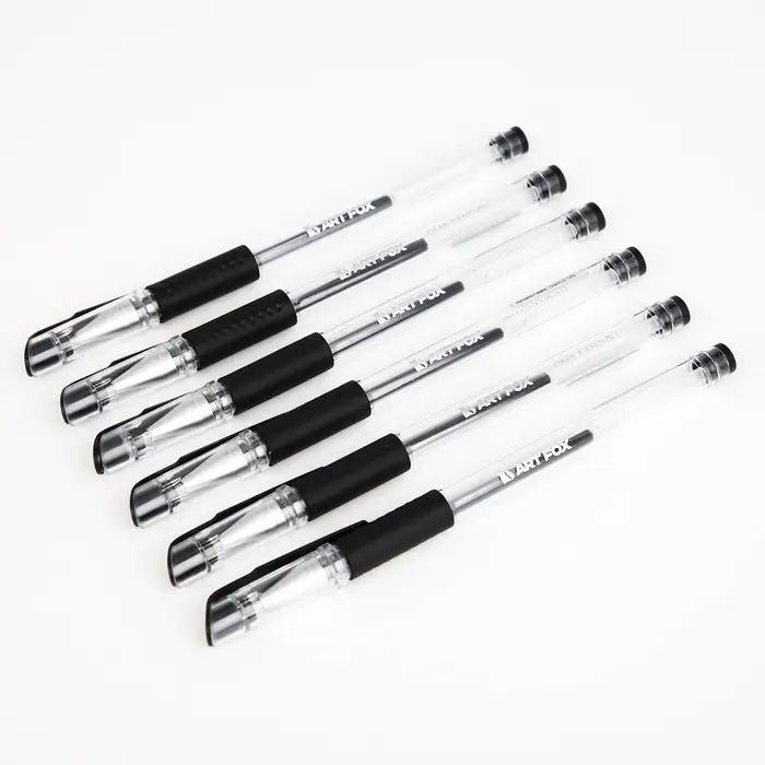 Ручка гелевая, черная паста, 0.7 мм ArtFox