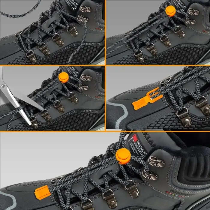 Набор для шнурков, d=5 мм, фиксатор и наконечник, 2 пары, оранжевый