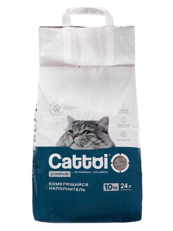 Наполнитель минеральный комкующийся Cattoi Premium 10 кг,пластиковый пакет