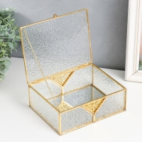 Шкатулка стекло с металлическим каркасом "Ажурная вставка. Капли" 18,5х14х6,5 см Шкатулка стекло с металлическим каркасом "Ажурная вставка. Капли" 18,5х14х6,5 см