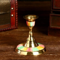 Подсвечник "Радуга" латунь, перламутр 9х9х10 см