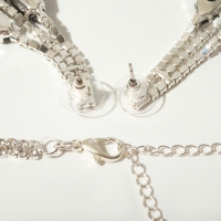 Набор 2 предмета: серьги, колье &laquo;Торжество&raquo; лепестки в 2 ряда, цвет тёмно-серый в серебре, 40 см