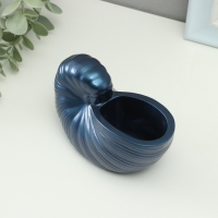 Гипсовая ваза декоративная настольная &laquo;Ракушка&raquo;, для цветов, сухоцветов, 8&times;13х7см, тёмно-синий