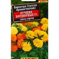 Семена цветов Бархатцы Лучшие бордюрные F1 прямостоячие, смесь сортов , Ц/П,10 шт.