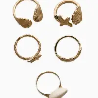 Набор колец 5 шт "Новый стиль" море, размер МИКС, цвет белый в золоте