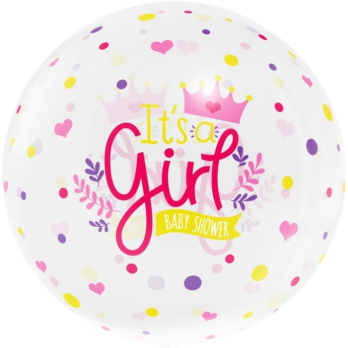 Шар полимерный с клапаном 18" Deco Bubble, &laquo;Это девочка&raquo;, прозрачный, кристалл, 1 шт. в уп.