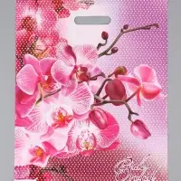 Пакет "Орхидея розовая, полиэтиленовый с вырубной ручкой, проруб. 38х47 см, 38х