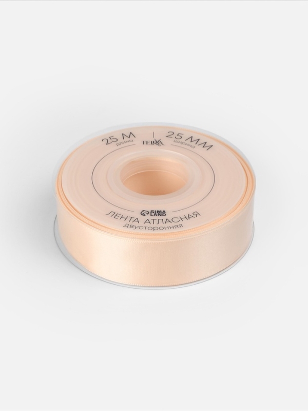 Лента атласная двухсторонняя №112 25мм*25&plusmn;1м айвори TR