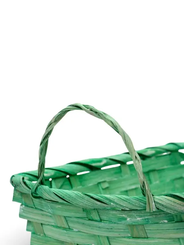 Корзина плетеная 24 х 20 х 8 см,боковые ручки, зеленый квадрат