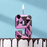 Свеча для торта &laquo;Алмаз&raquo;, цифра 9, фиолетовый металлик