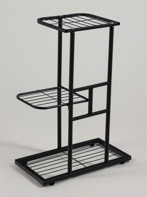 Подставка для цветов Greengo, 3 полки, 43 &times; 22 &times; 57 см, напольная, металл, чёрная