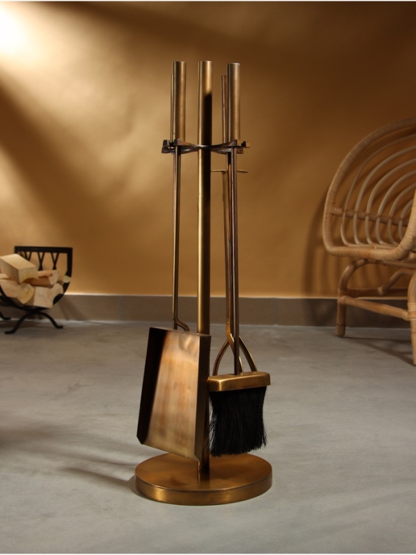 Каминный набор Осень" латунь, 4 предмета, 20х20х61 см