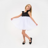 Платье нарядное детское KAFTAN, размер 28 (86-92 см), черный/белый