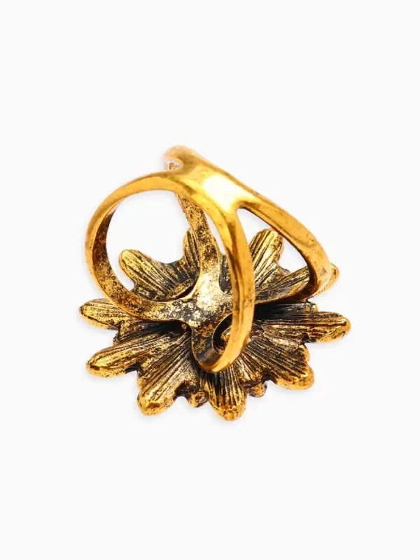 Кольцо для платка "Цветок Хризантема", цвет белый в чернёном золоте