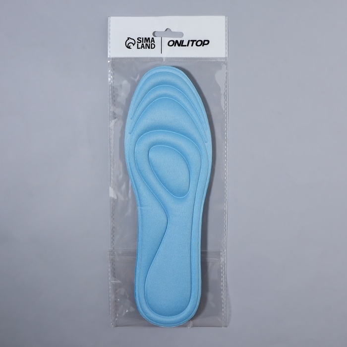 Стельки для обуви, универсальные, влаговпитывающие, р-р RU до 38 (р-р Пр-ля до 40), 25 см, пара, цвет голубой