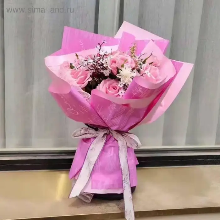 Пленка матовая для цветов &laquo;Новости Love&raquo;, бургунди/вишня, 60&times;60 см