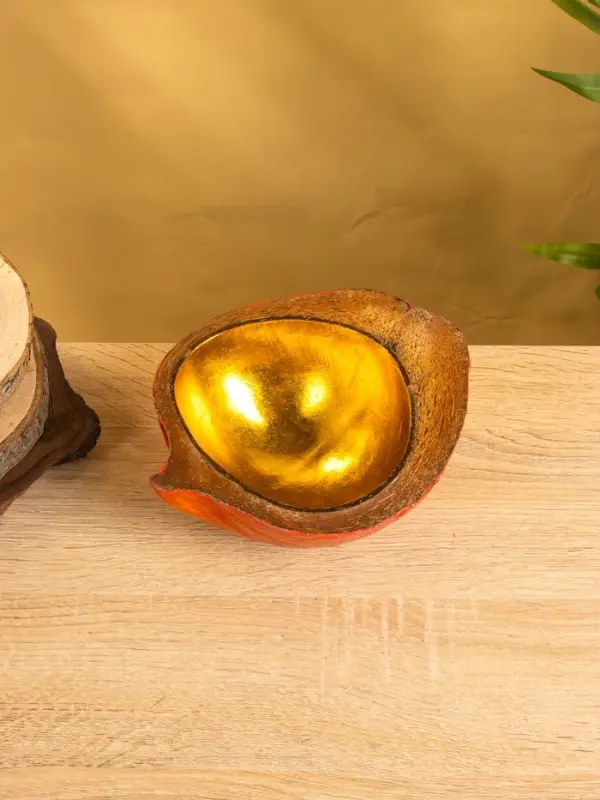 Чаша из кокоса, 19&times;22&times;10 см, красно-золотая