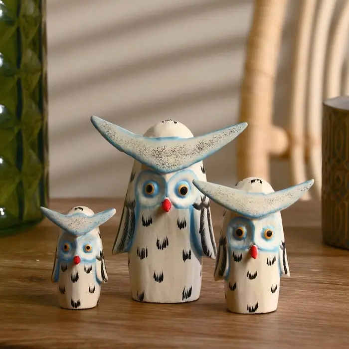 Сувенир дерево "Совушки" (набор 3 шт: 11, 9 и 7 см)