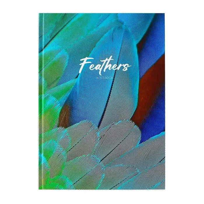 Колледж-тетрадь в твердой обложке 7БЦ, А4, 160 листов, Перья, блок в клетку, матовая ламинация, ВЫБОРОЧНЫЙ ЛАК