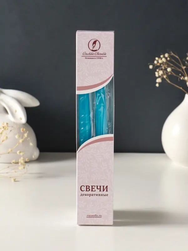 Набор свечей античных, 2,3х 24,5 см, 5 ч, 55 г, 2 штуки, синий