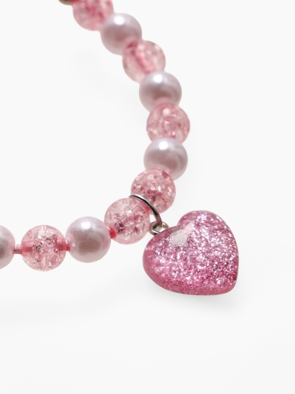 Браслет детский Браслет детский "Выбражулька" на затяжке, сердце с бусинами, цвет розовый
