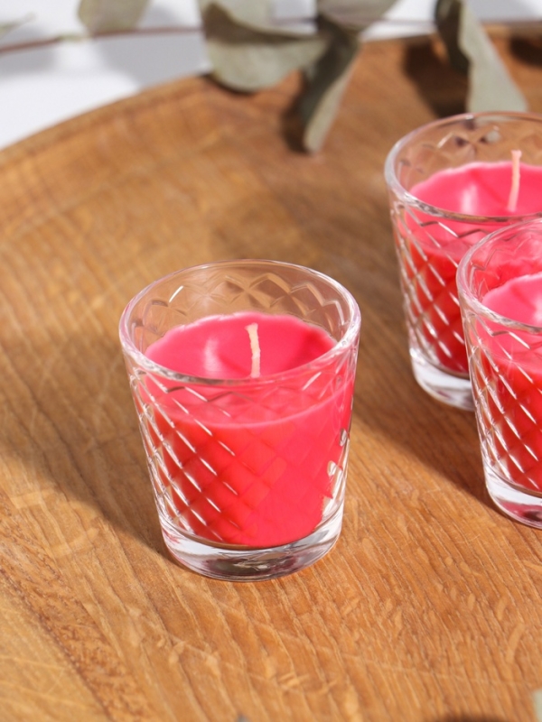 Свеча ароматическая в стакане (набор 3 шт) по 50 мл, 10 ч, 32 гр, ЗЕМЛЯНИКА Свеча ароматическая в стакане (набор 3 шт) по 50 мл, 10 ч, 32 гр, ЗЕМЛЯНИКА