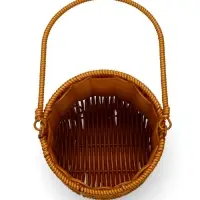 Корзина пластик 14 х 14 х 12 см, ручка17 см металл каркас коричневый