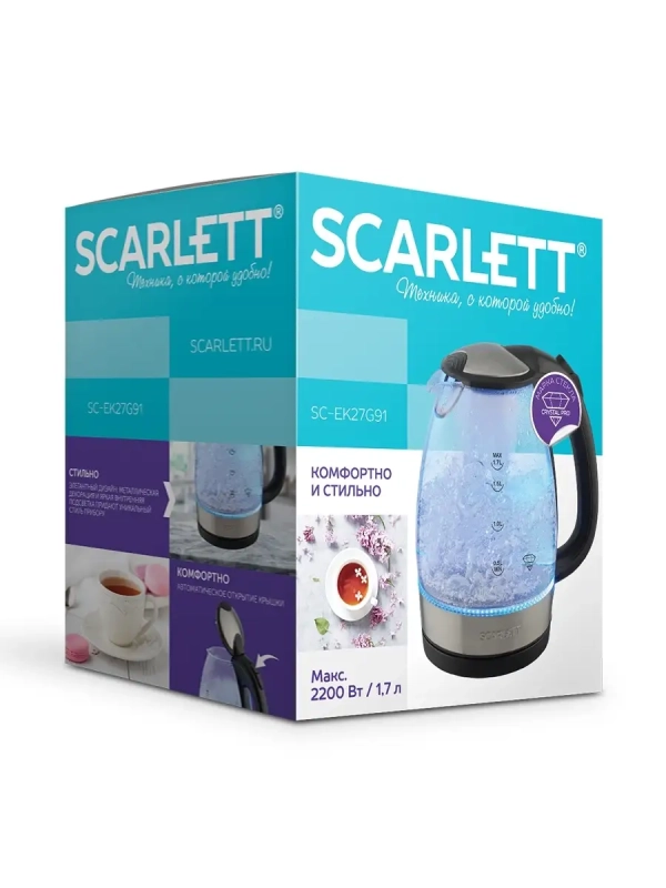Чайник электрический стеклянный с подсветкой SC-EK27G91 1,7л