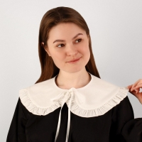 Воротник накладной, с отделкой из рюш, диаметр горловины = 43 см, 99 &times; 14 см, цвет айвори