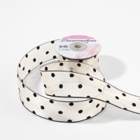 Лента капроновая «Горох», с бархатным тиснением, 25 мм × 9,1 ± 0,5 м, цвет бежевый/чёрный Лента капроновая «Горох», с бархатным тиснением, 25 мм × 9,1 ± 0,5 м, цвет бежевый/чёрный