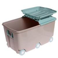 Ящик для игрушек на колёсах, 66,5 л., 68,5 &times; 39,5 &times; 38,5 см, цвет светло-бежевый
