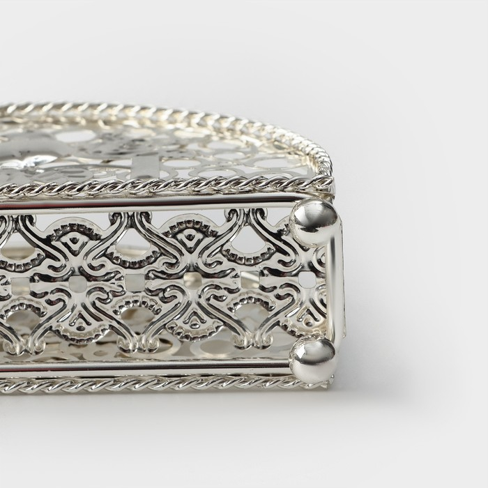 Салфетница декоративная &laquo;Птицы&raquo;, 14&times;4,5&times;8,5 см, цвет серебряный