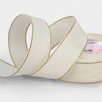 Лента репсовая 40мм*25&plusmn;1ярд(23м&plusmn;1м) золотые нити №008 молочный АУ