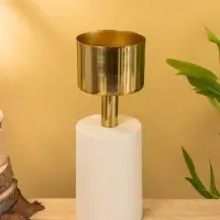 Подсвечник на 1 свечу "Кубок" фисташка с золотом 10х10х28,5 см