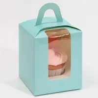 Коробка для капкейков, кондитерская упаковка, 1 ячейка &laquo;Голубой&raquo;, 9 х 9 х 11 см