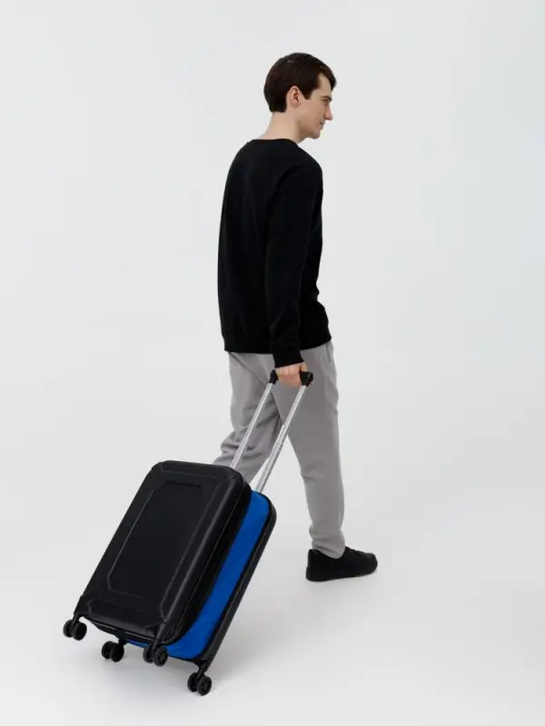 Чемодан Platta, черный с синим