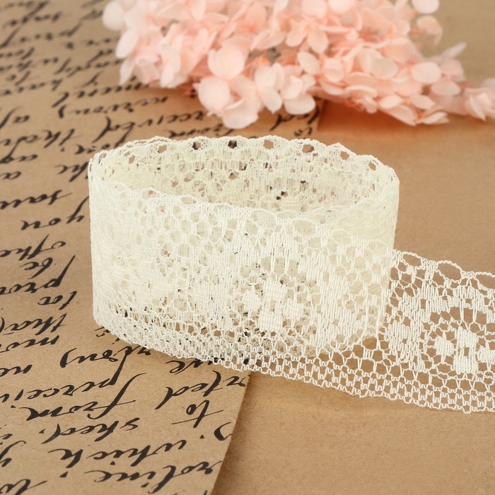 Кружево капроновое, 40 мм &times; 10 &plusmn; 1 м, цвет молочный