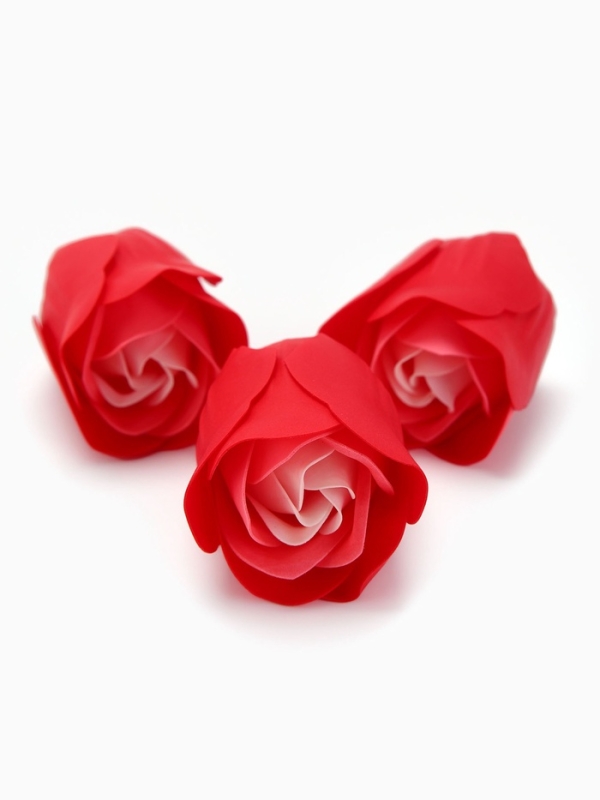 Набор мыльных роз в коробке 8 штук, красно-белые с зайчиком