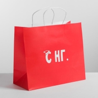 Пакет подарочный новогодний крафт «С НГ», 32 х 28 х 15 см, Новый год Пакет подарочный новогодний крафт «С НГ», 32 х 28 х 15 см, Новый год