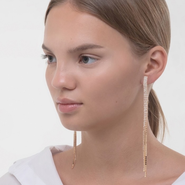 Клипсы &laquo;Лёд&raquo; тройная сплошная, цвет белый в золоте