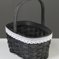 Корзина плетёная, с кружевом, 22&times;17&times;11 см, ручка h=16 см, ива, серая