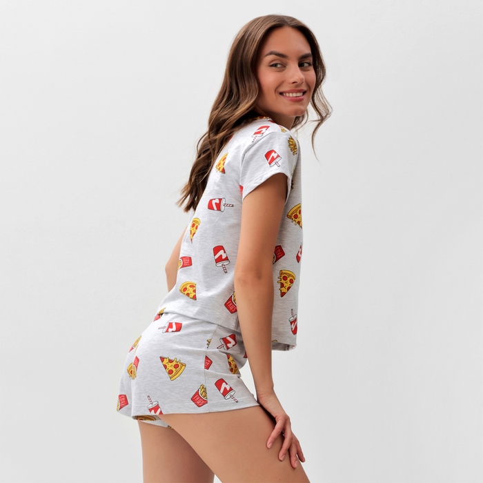 Пижама женская (футболка и шорты) KAFTAN Pizza р. 44-46, серый Пижама женская (футболка и шорты) KAFTAN Pizza р. 44-46, серый