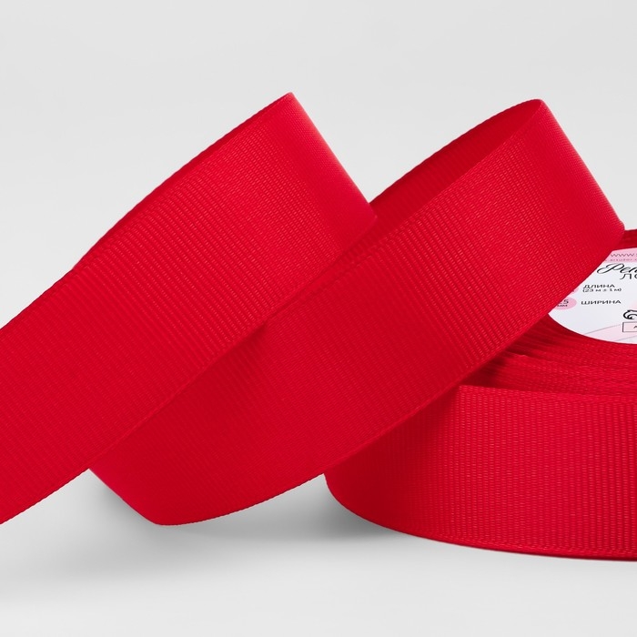 Лента репсовая, 25 мм, 23 &plusmn; 1 м, цвет красный №26
