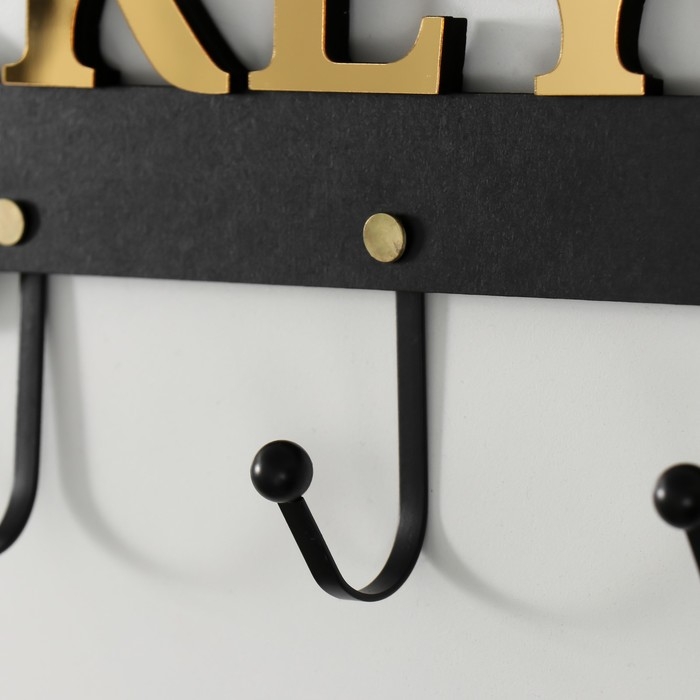 Крючки декоративные дерево Крючки декоративные дерево "Ключ" чёрный, зеркальный 4,5х45х15 см