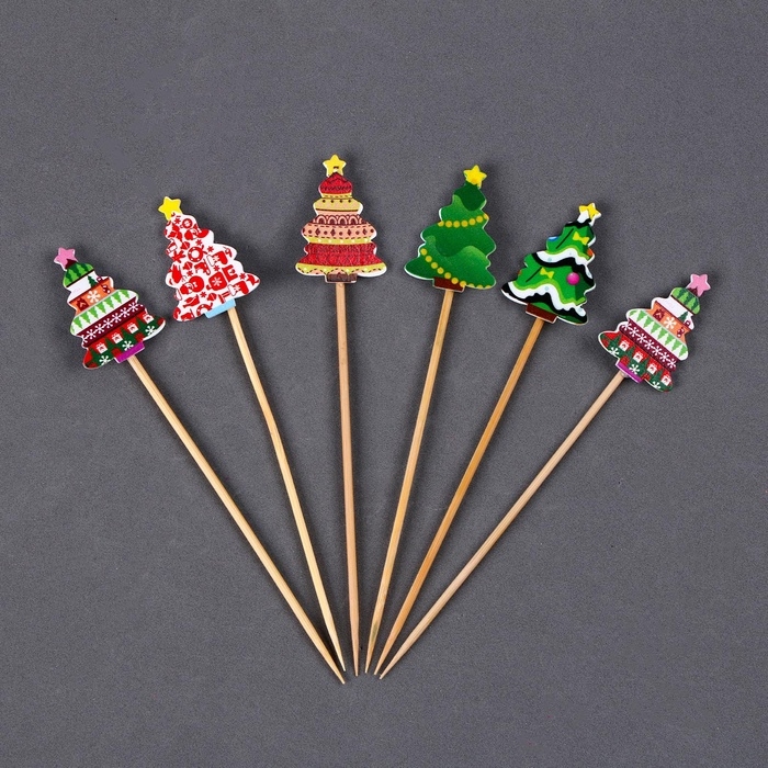 Новый год! Шпажки &laquo;Ёлочки&raquo;, в наборе 6 шт.