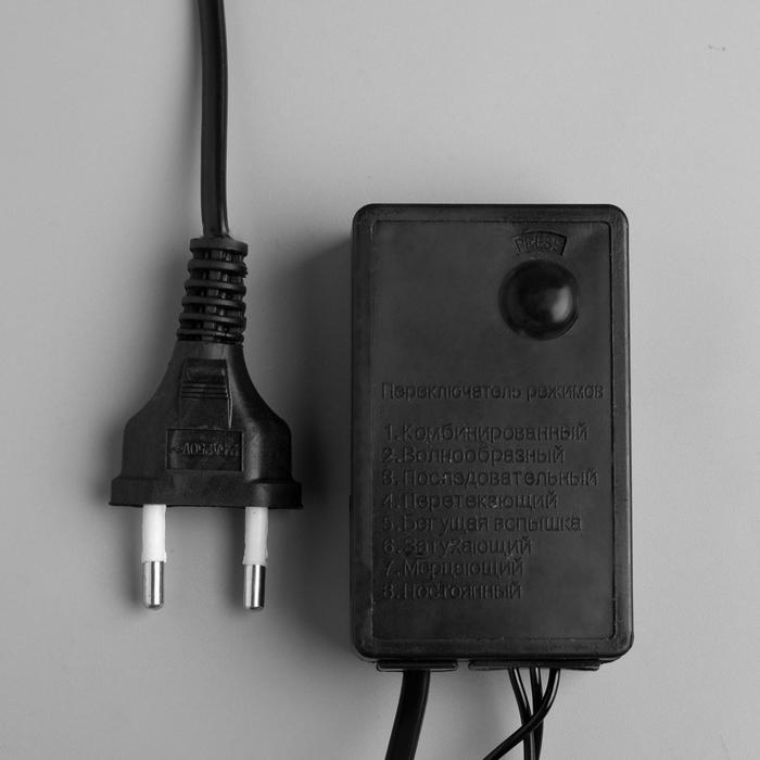 Гирлянда &laquo;Нить&raquo; 5 м с насадками &laquo;Ёлка&raquo;, IP44, тёмная нить, 40 LED, свечение розовое, 8 режимов, 220 В