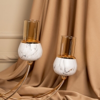 Подсвечник металл, стекло &laquo;Сплетение&raquo; на 4 свечи 47 х 10 х 28 см